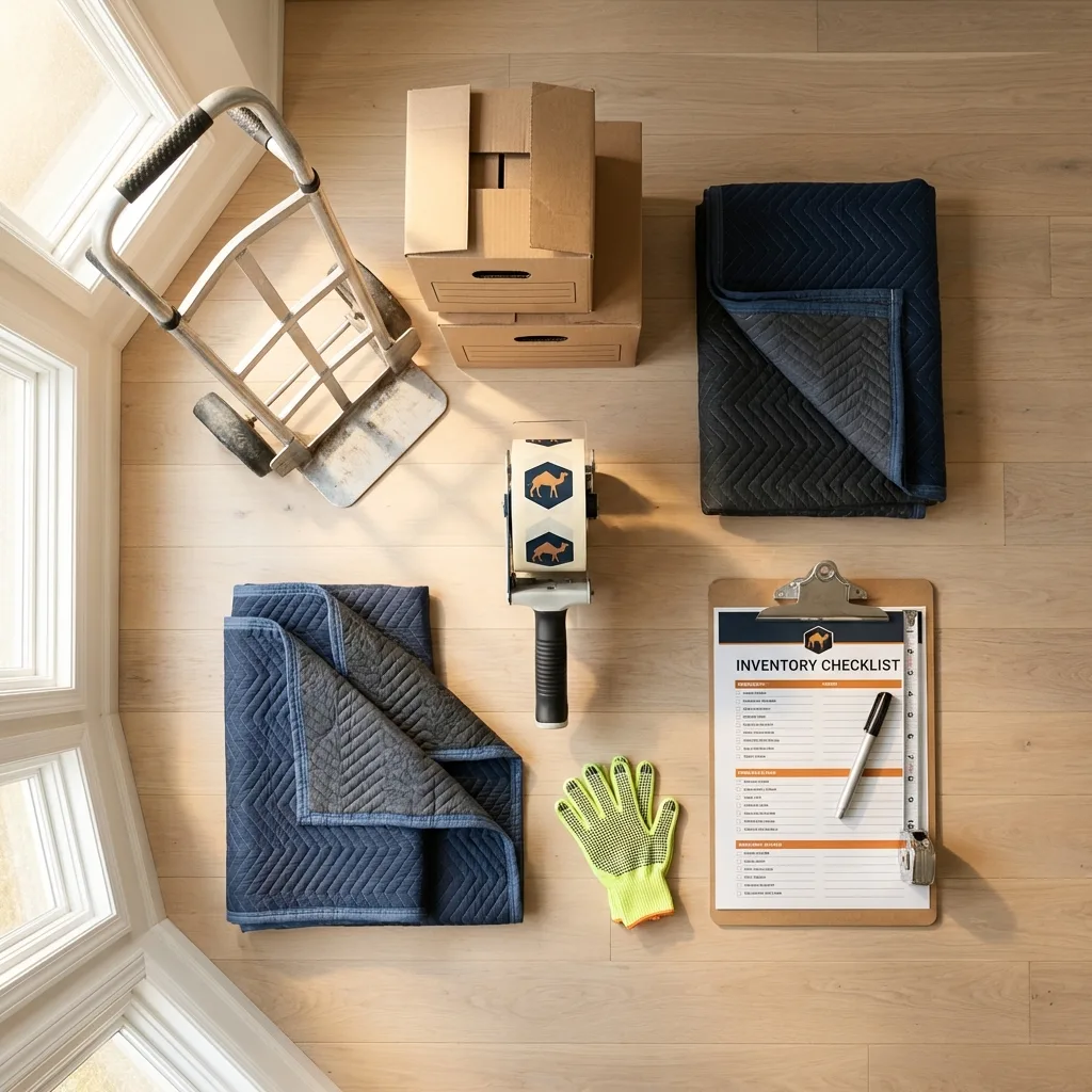 Professional moving supplies and packing materials layout for Unicoi residential relocations